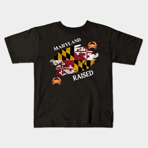 MARYLAND RAISED MARYLAND FLAG SET DESIGN Kids T-Shirt by The C.O.B. Store